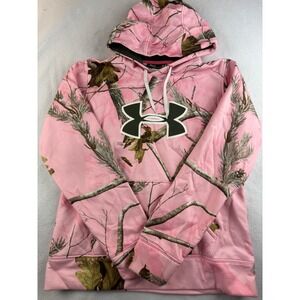 Under Armour Hoodie Womens Medium Pink Camo Realtree Pullover Sweatshirt